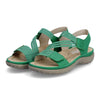 RIEKER grøn sandal med elastik og velcro,