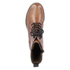 RIEKER brun skind støvle med snøre/lynlås,