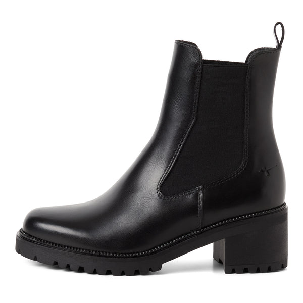Tamaris Chelsea Damestøvle Sort i Skind – 25407-003