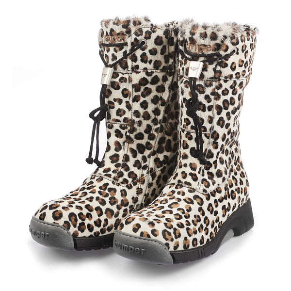 BUMPER Hvid leopard støvle 3/4 lang skaft