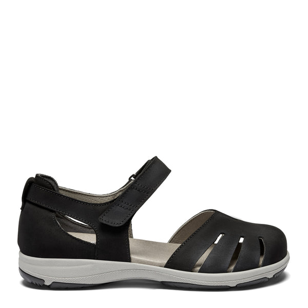 New Feet 251-17-1510 Sort Nubuck – Komfortabel Damesandal Wide