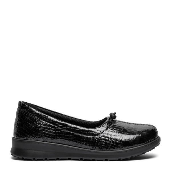 New Feet Damesko Sort Kroko Wide Fit med TEX-membran – 261-46-1910