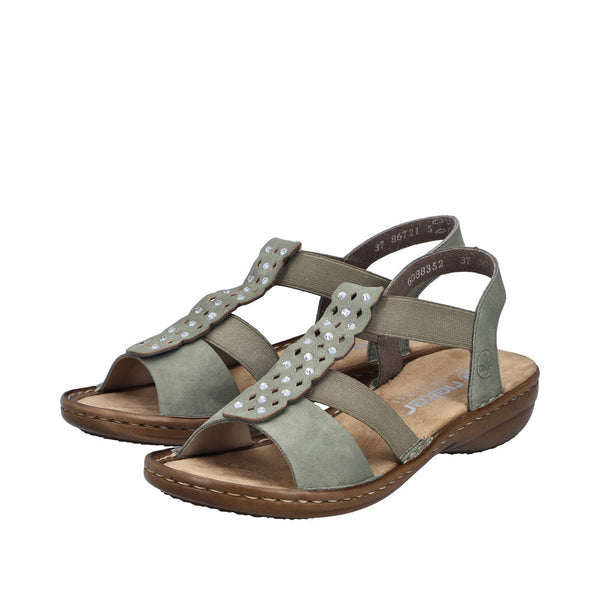 Rieker Damesandal 60883/52 Grøn – Komfortabel og Elegant Sandal