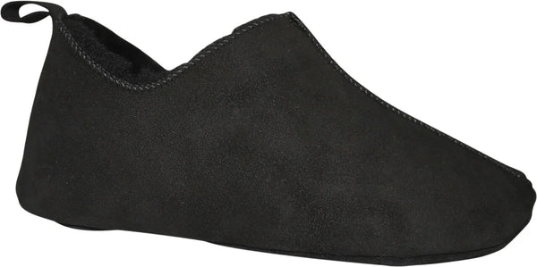 Royal Peter Pan Black, hjemmesko, ægte lammeskind med blød spalt/lædersål 81027