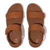 FITFLOP brun skind sandal med velcroremme,