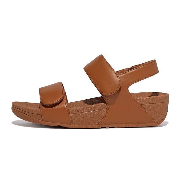 FITFLOP brun skind sandal med velcroremme,