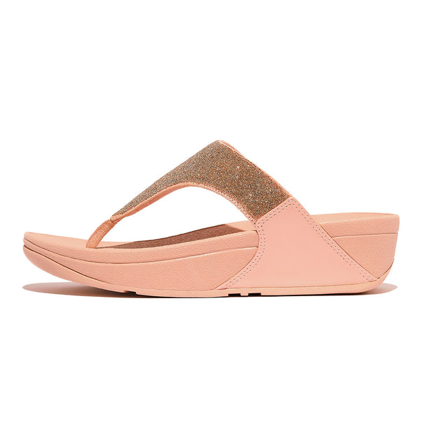 FITFLOP rose gold tekstil sandal med glimmer,