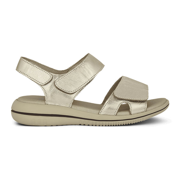 GREEN COMFORT guld sandal i skind med struktur,