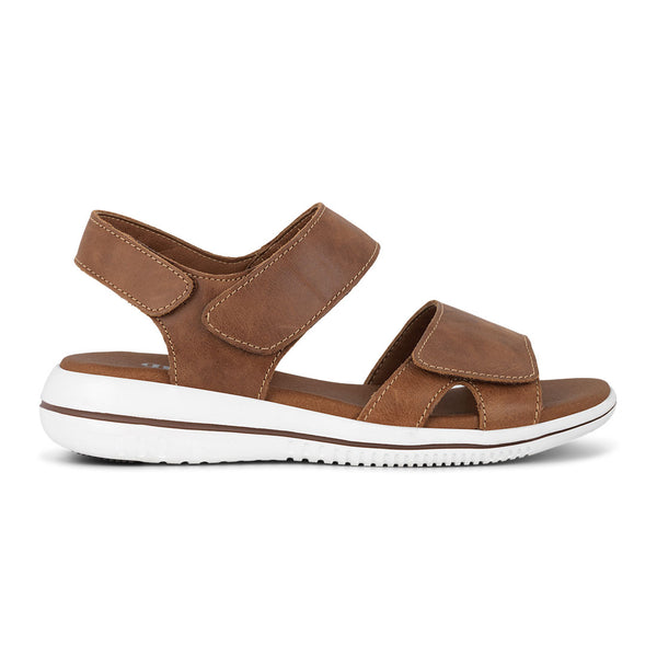 GREEN COMFORT brun skind sandal med velcro,