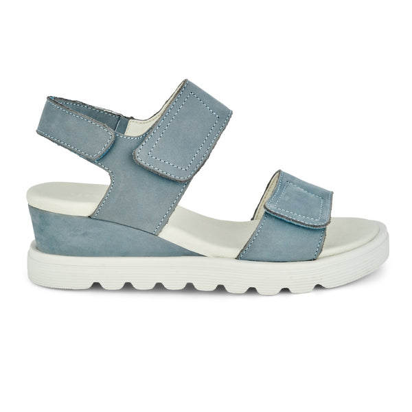 GREEN COMFORT blå nubuck sandal med velcrorem,