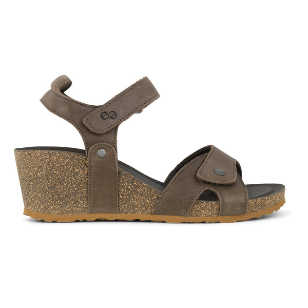 GREEN COMFORT olivegrøn skind sandal med velcro,