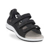 NEW FEET sandal i sort olieret skindmed 3 velcroremme,