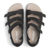 NEW FEET sandal i sort olieret skindmed 3 velcroremme,