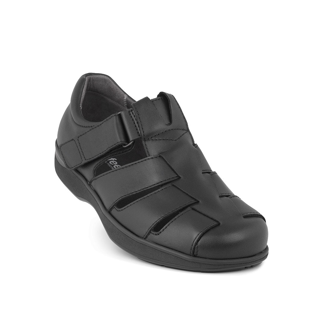 NEW FEET sort skind sandal med tå,