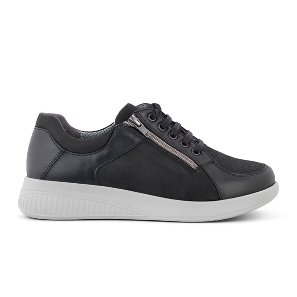 NEW FEET sort sneaker m. stretch og lynlås,