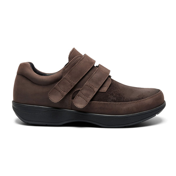 NEW FEET brun nubuck med stretch og velcro,