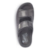 RIEKER sort skind sandal med velcroremme,