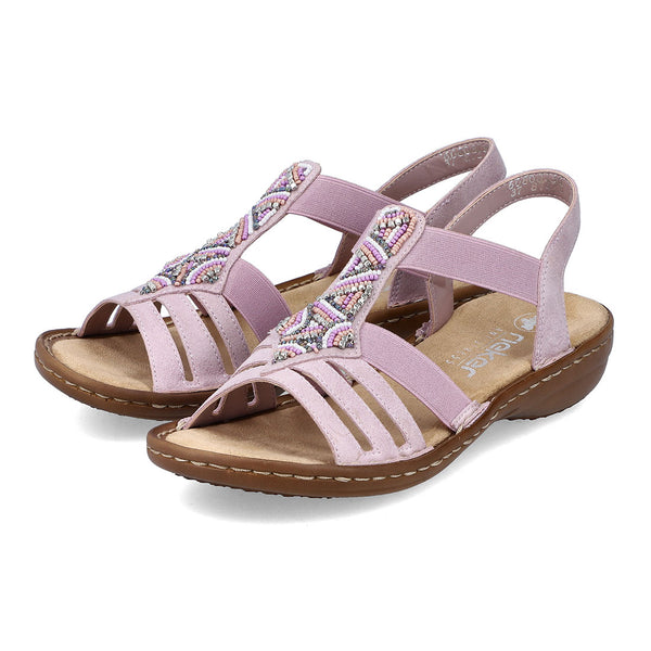 RIEKER rosa elastiksandal,