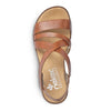 RIEKER brun skind sandal velcro rem,
