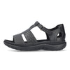 RIEKER sort sandal med bagkappe og velcro,