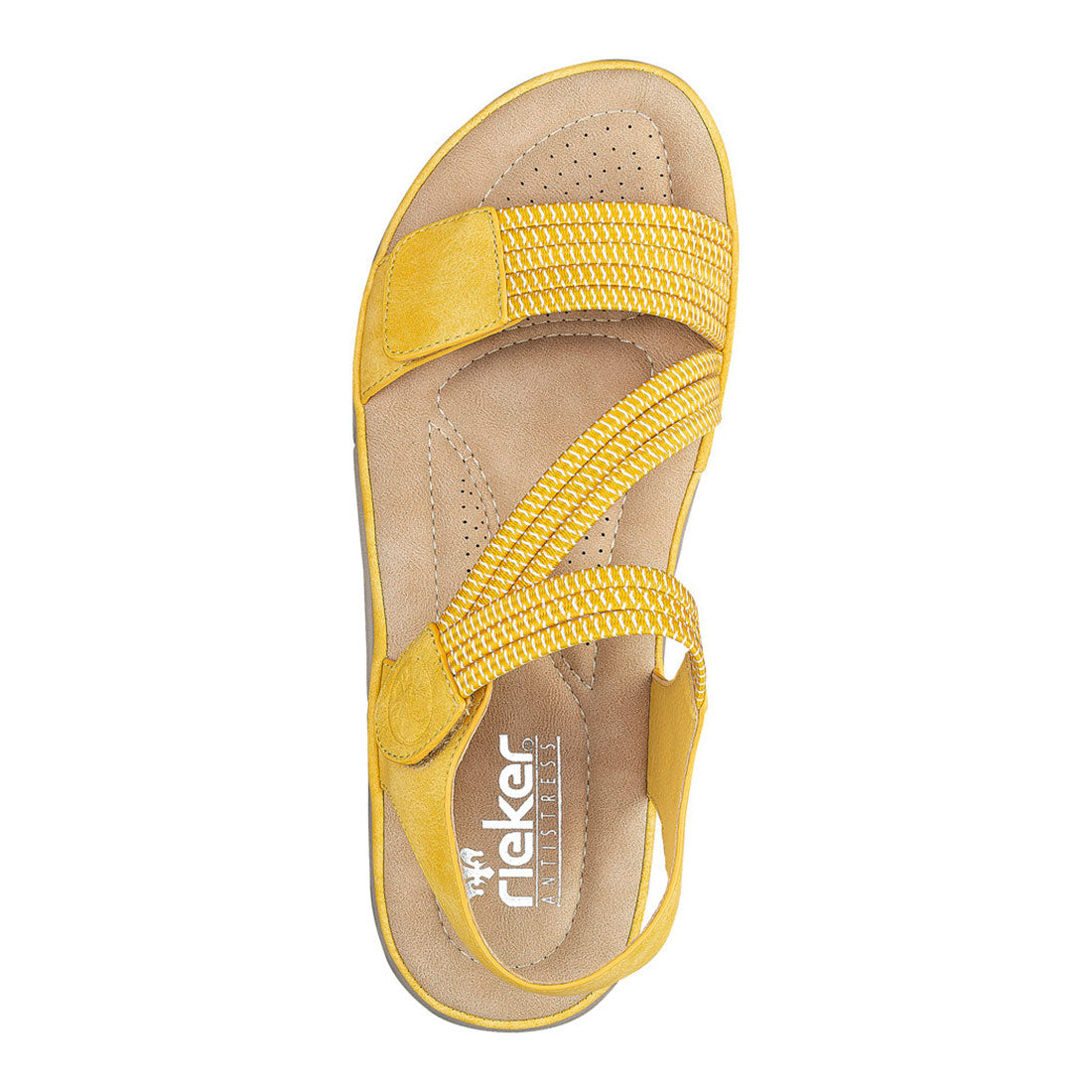 PEF sirene Berolige RIEKER gul sandal med elastik og velcro,