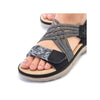 RIEKER sort sandal med elastik og velcro,