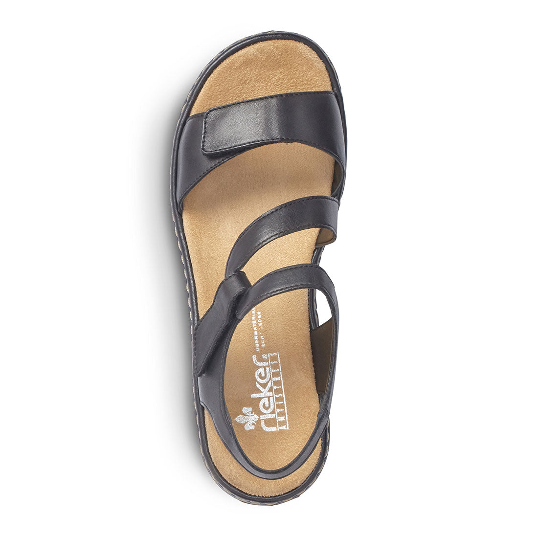 RIEKER sort skind sandal med remme