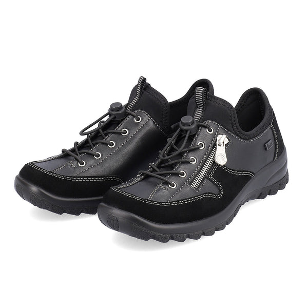 RIEKER sort skind loafer med tex membran