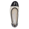 RIEKER creme/sort ballerina i skind/lak,