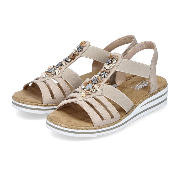 RIEKER beige sandal med flotte detaljer,