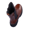 RIEKER brun støvle med lynlås og elastik,