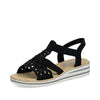 Rieker V0646-00 Sort – Komfortabel Damesandal