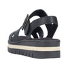 Rieker V4952-00 Sort – Komfortabel Plateau Damesandal