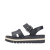 Rieker V4952-00 Sort – Komfortabel Plateau Damesandal