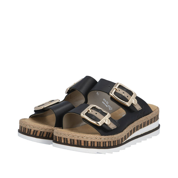 Rieker V7955-00 Sort – Komfortabel Damesandal