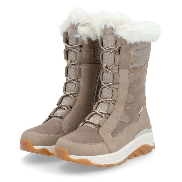RIEKER beige vinterstøvle med ægte lammefoer