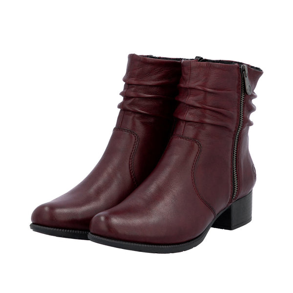 Rieker Bordeaux Dame Støvle med Lynlås og Antistress (78656-35)